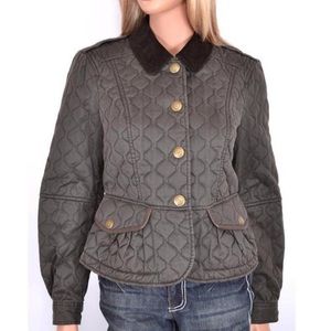 NEW BURBERRY BRIT $750 GREEN LOCKINGTON QUILTED PEPLUM NOVA CHECK JACKET ~2 4 36